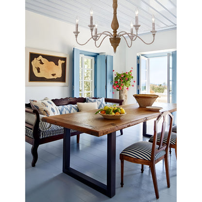 Francesco 6-Light Candle Style Classic Chandelier with Wood Accents, Medieval Ancient Light
