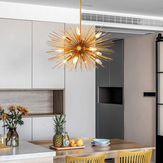 Gebhard 12 - Sputnik Satellite Dimmable Chandelier, Sphere Pendant Gold Ceiling Light