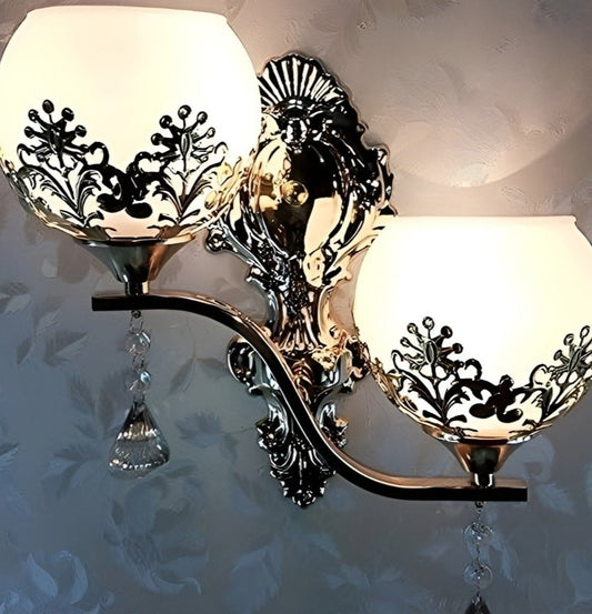 Fancy French Crystal Accent Bath Sconce (Gold) - Luxury Wall Lights