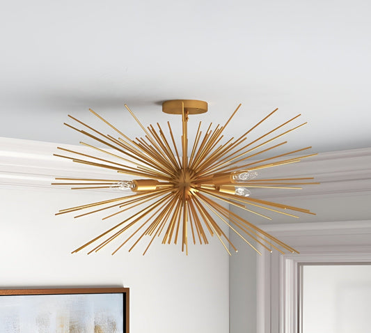 Lachance 27" Semi Flush Mount Sputnik Ceiling Light - Sci-fi Golden Globe Design
