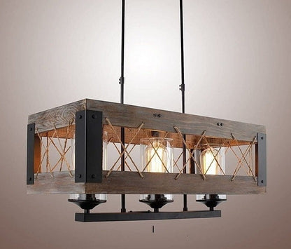 Rainhard 3-Light Rectangle Kitchen Island Pendant, Rustic Industrial Farmhouse Style