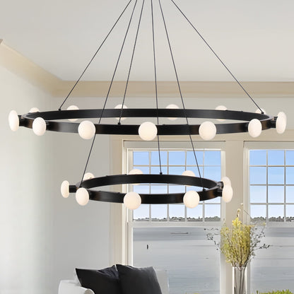 Kuzco Lighting Rezz Collection | 90W LED Chandelier - Black Finish 35.5" Wide🏰🌌✨
