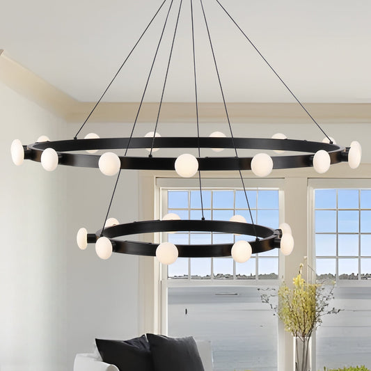 Kuzco Lighting Rezz Collection | 90W LED Chandelier - Black Finish 35.5" Wide🏰🌌✨