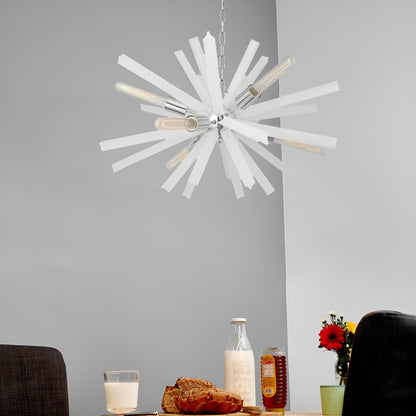 Sci-fi Chrome Sputnik Chandelier with Frosted Glass - Renly 6-Light