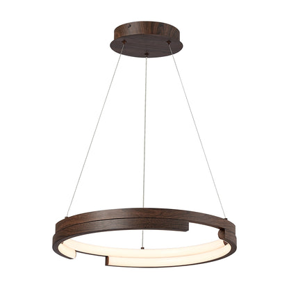 Premium Walnut Integrated LED Ring Chandelier: Height Adjustable, Stylish Lighting Solution with Contemporary Design