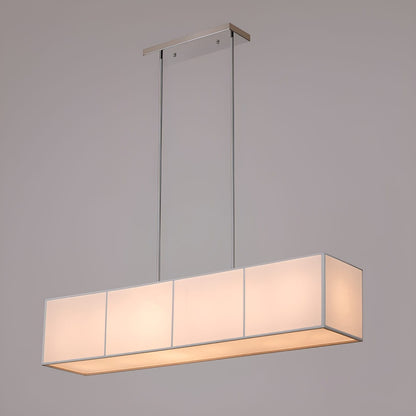 Wanakah 6-Light Kitchen Island Linear Chandelier with Textured Linen, White Shade 48 inch