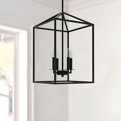 Modern Lantern Square / Rectangle Pendant Light - Open Cage Medieval Candle Lights Frame