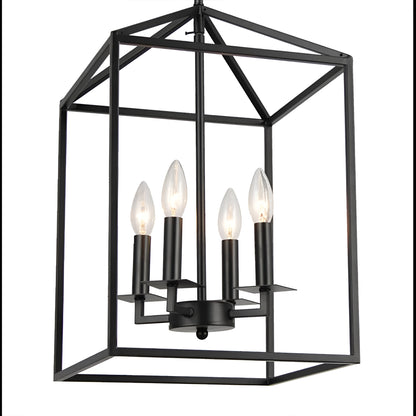 Modern Lantern Square / Rectangle Pendant Light - Open Cage Medieval Candle Lights Frame