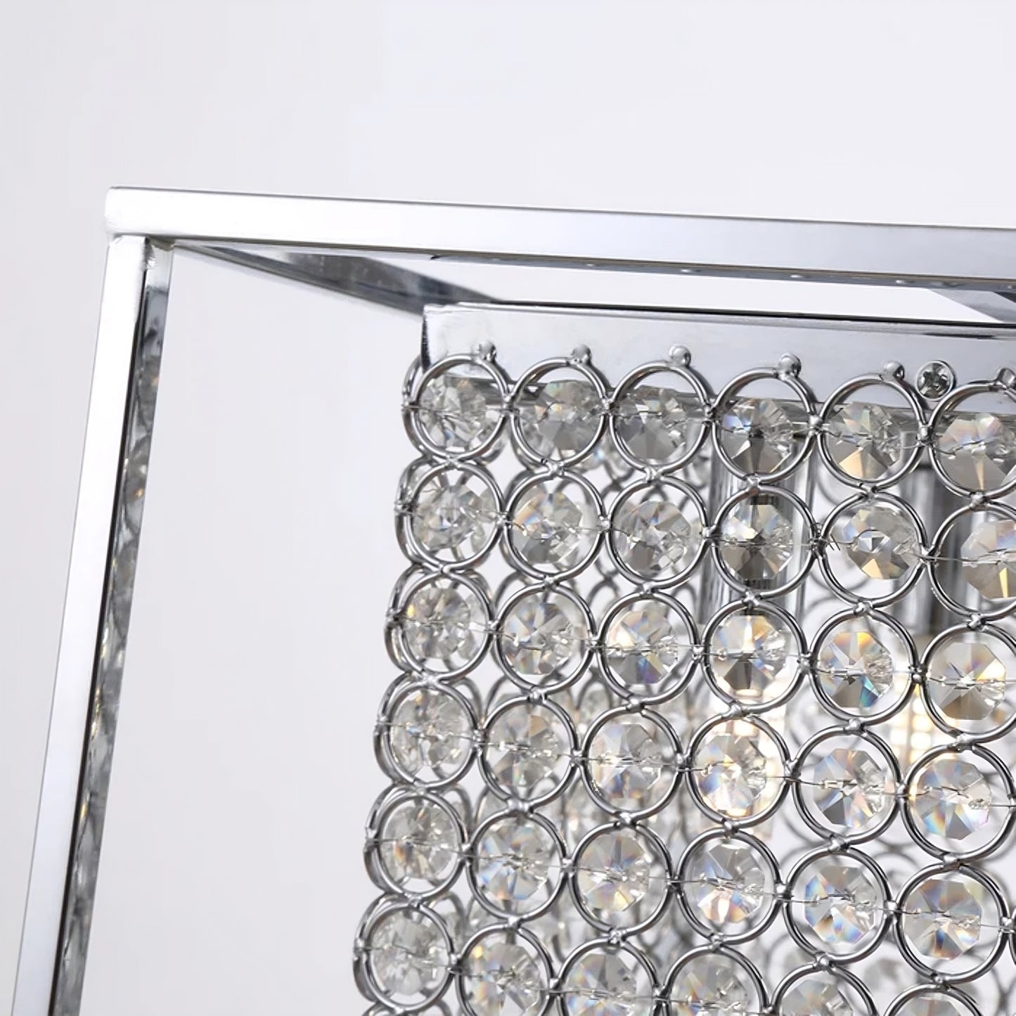 Luxury Square Metal Pendant with Crystal Accents, Cube Lighting