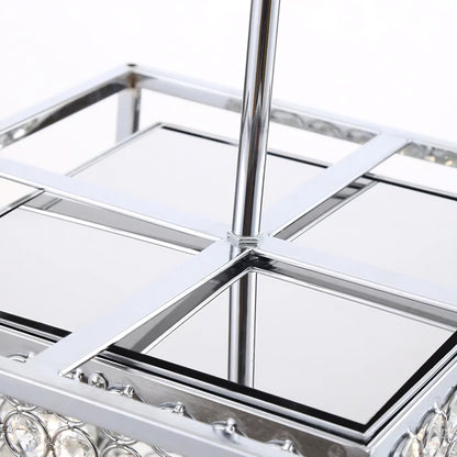 Luxury Square Metal Pendant with Crystal Accents, Cube Lighting