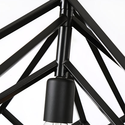 Modern Geometric Pendant Lamp - Cube Light Open Cage Frame (Futuristic Scifi Minimalist Design)