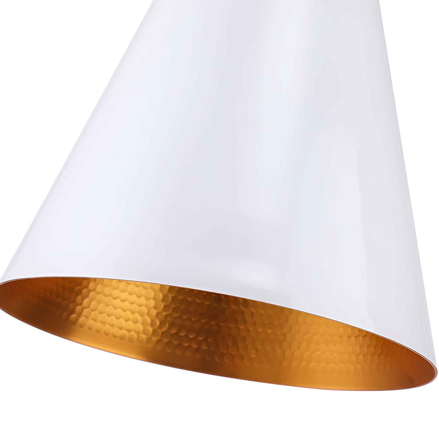 Futuristic White & Gold Single Cone Pendant, Retro Minimalist Light (Set of 1)