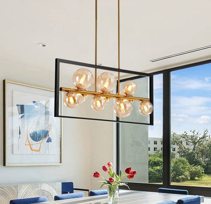 Rectangle Sphere Kitchen Island Pendant, Gold Luxury & Chic Ceiling Light