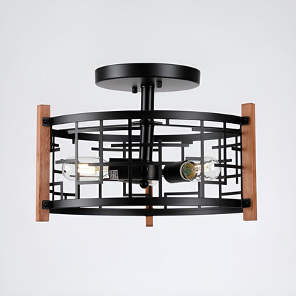 Wood & Metal Flush Mount Ceiling Lighting for Entry or Hallway