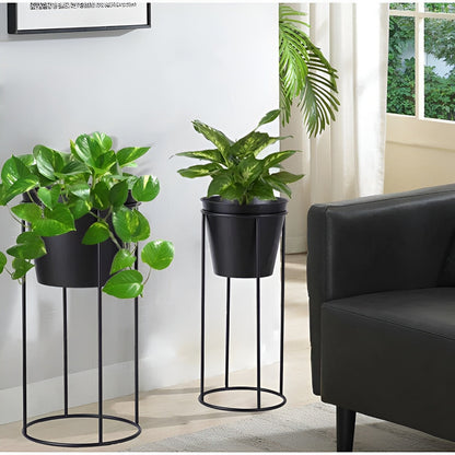 Black Indoor Garden Furniture (Set of 2) Black Flower Plant Stands