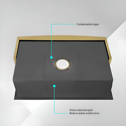 Single Black Granite Undermount Kitchen Sink 27" L X 18" W With Basket Strainer