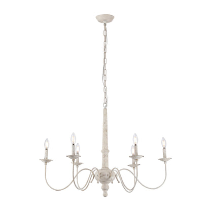 White Chandelier with Country Farmhouse Look, Medieval Lamp Antique Lighting