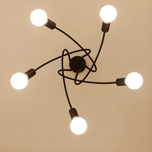 Marvyn Nordic Flush Mount Chandelier Lighting - Vintage Industrial Curved Chandeliers