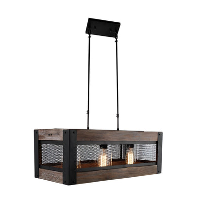 Mccroy 3-Light Rectangle Chandelier - Farmhouse Lighting Masterpiece with Rustic Elegance, Industrial Aesthetics, and Medieval Charm
