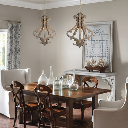 Pinckney 4 - Light Geometric Lantern Pendant with Wood Accents
