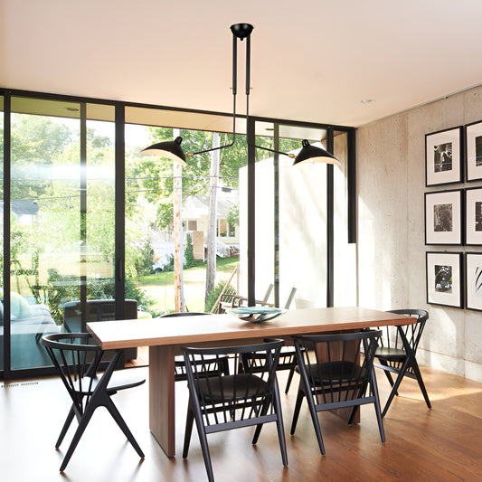 Minimalistic Flush Mount Ceiling Light - Rotating Shade and Adjustable Height (2 Light)