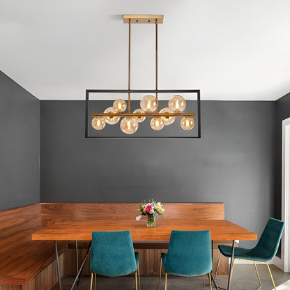 Rectangle Sphere Kitchen Island Pendant, Gold Luxury & Chic Ceiling Light