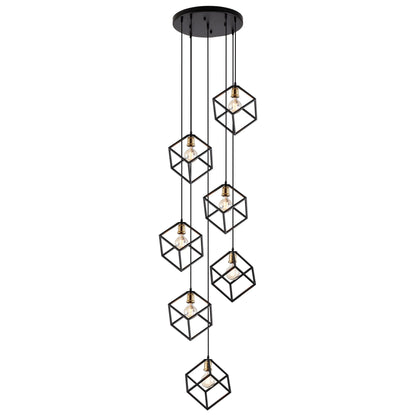 Seven Light Cluster Geometric Pendant – Adjustable Ceiling Light for Modern Spaces