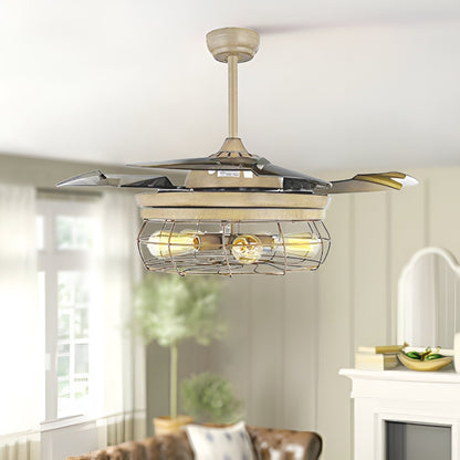 Esto Ceiling Fan, Retro Industrial Fan Chandelier with Remote, Retractable 45''