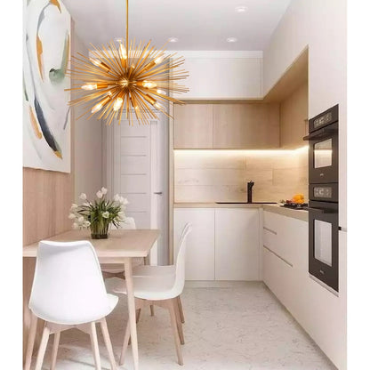 Gebhard 12 - Sputnik Satellite Dimmable Chandelier, Sphere Pendant Gold Ceiling Light