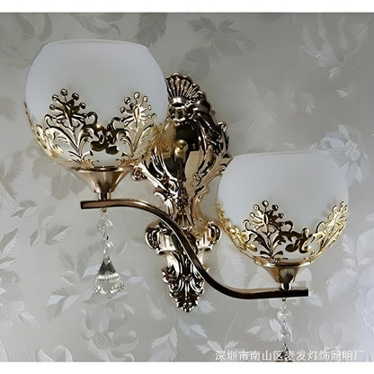 Fancy French Crystal Accent Bath Sconce (Gold) - Luxury Wall Lights