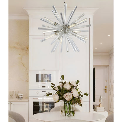 Sputnik Globe Light Chandelier, Futuristic Space-themed Illumination (White)