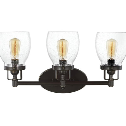 Locust Grove Three Light Vanity Lamp with Bubble Glass, Bidirectional up/down for Bath Wall