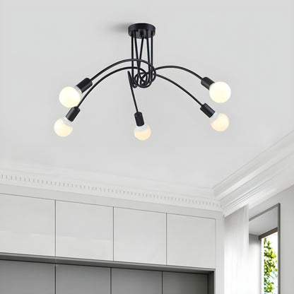 Marvyn Nordic Flush Mount Chandelier Lighting - Vintage Industrial Curved Chandeliers