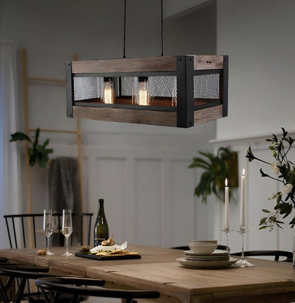 Mccroy 3-Light Rectangle Chandelier - Farmhouse Lighting Masterpiece with Rustic Elegance, Industrial Aesthetics, and Medieval Charm
