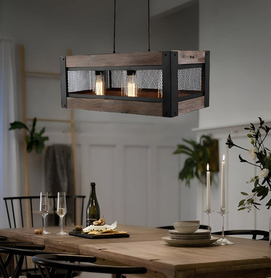Mccroy 3-Light Rectangle Chandelier - Farmhouse Lighting Masterpiece with Rustic Elegance, Industrial Aesthetics, and Medieval Charm