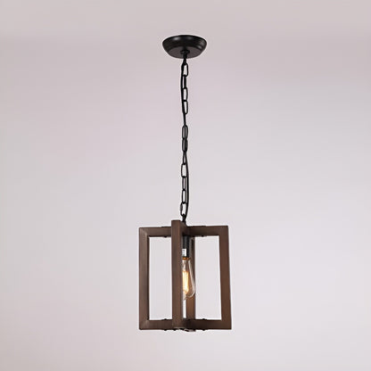 Mote 1-Light Lantern, Square/Rectangle Wooden Pendant Light, Medieval Rustic Style✨🏰🌿