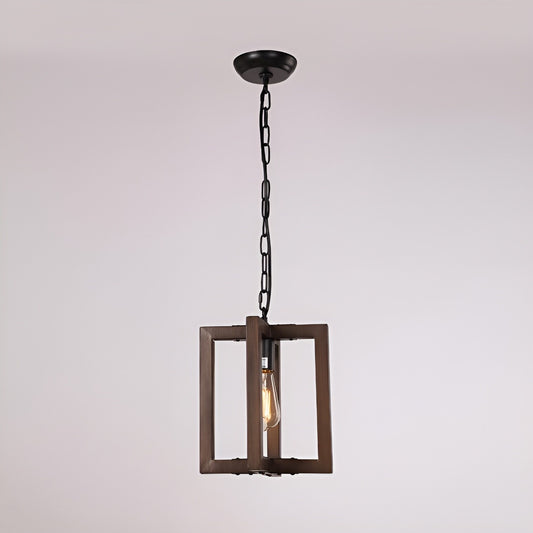 Mote 1-Light Lantern, Square/Rectangle Wooden Pendant Light, Medieval Rustic Style✨🏰🌿