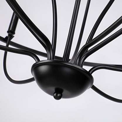 Orono 12-Light Metal Black Chandelier - Graceful Curve Candlestick Ceiling Light