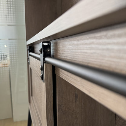 Over The Toilet Storage Cabinet - Elegant Grey Bathroom Organizer with Sliding Barn Door