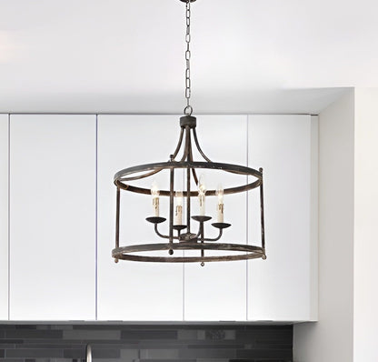 Papken 4-Light, Medieval Antique Style Lantern, Drum Chandelier: Lighting Fixture with Modern Appeal for Home Decor