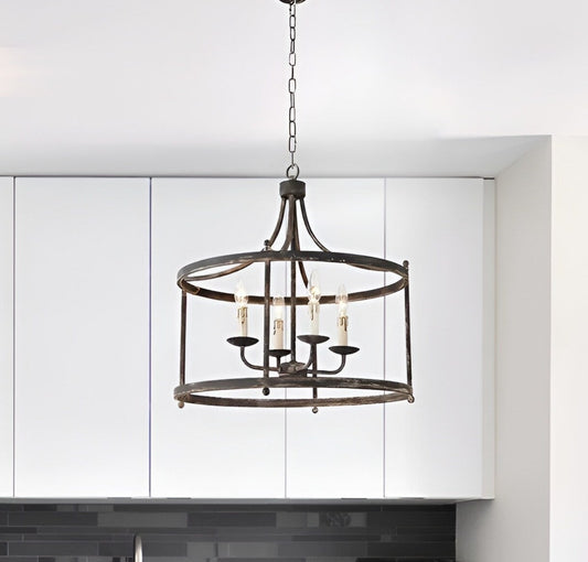 Papken 4-Light, Medieval Antique Style Lantern, Drum Chandelier: Lighting Fixture with Modern Appeal for Home Decor