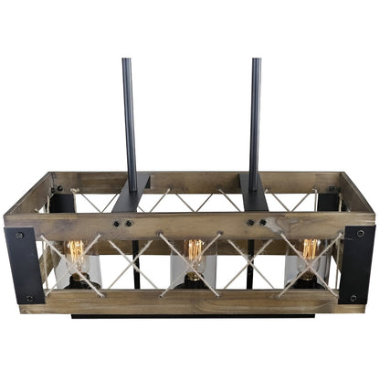 Rainhard 3-Light Rectangle Kitchen Island Pendant, Rustic Industrial Farmhouse Style