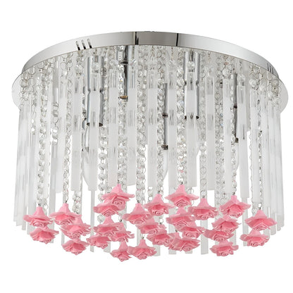 Luxury Roses Glass Chandelier, Nature Inspired Unique Frants Ceiling Light