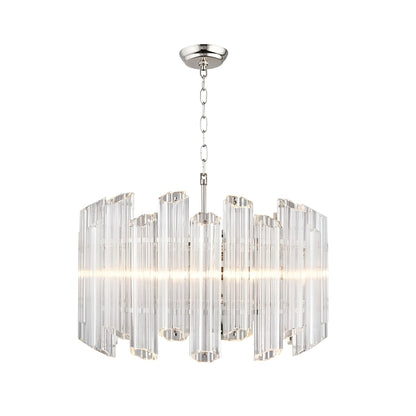 Ryder Chandelier - Round Multi-Faceted Crystal Waterfall Ceiling Light with Geometric Glass