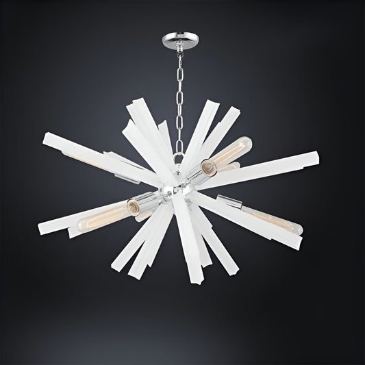 Sci-fi Chrome Sputnik Chandelier with Frosted Glass - Renly 6-Light