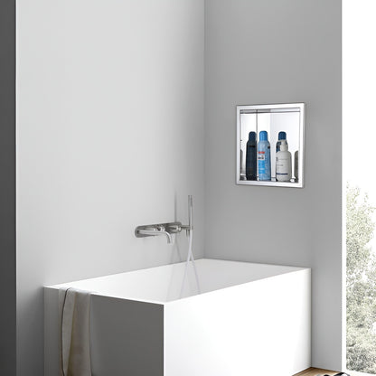 Shower Niche Matte Black 12" x 12" Stainless Steel Shelf Wall-insert