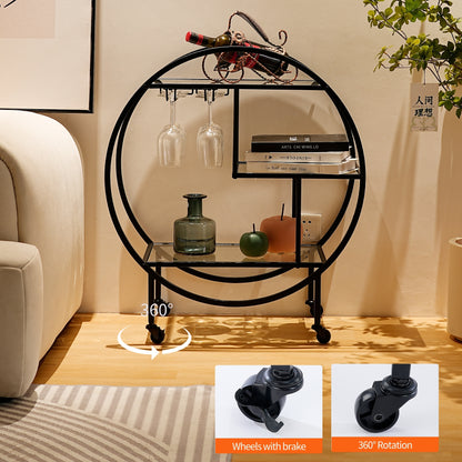Vannoy Gold or Black Bar Cart on Wheels by DecoMust - Sleek and Stylish Home & Food Appetizer Table