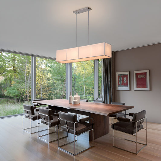 Wanakah 6-Light Kitchen Island Linear Chandelier with Textured Linen, White Shade 48 inch