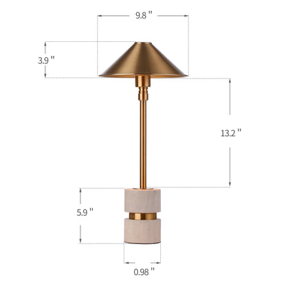 Modern Gold Cone Metal Shade Alabaster Stone Table Lamp - Elegant Desk Light for Contemporary Home Decor