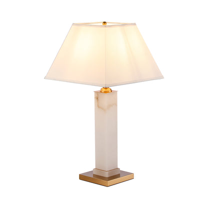Modern White Alabaster Gold Metal Table Lamp - Contemporary Lighting for Stylish Home Decor